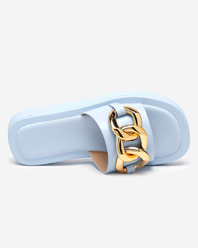 Chaussons femme bleus avec chaîne dorée Reteris - Chaussures