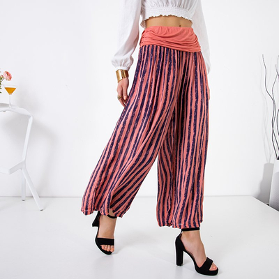 Pantalon culotte femme corail rayé - Vêtements