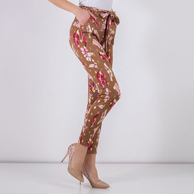 Treggings plumes marron femme - Vêtements