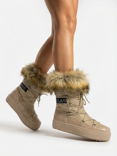 Royalfashion Bottes à enfiler marron clair bottes de neige a'la pour femmes Gomllo