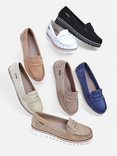 Luna Élégance des mocassins beiges en cuir écologique