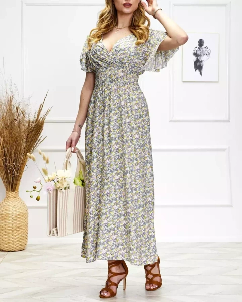 Robe midi à fleurs pour femme en violet - Vêtements