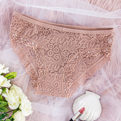 Culotte femme en dentelle marron clair PLUS TAILLE - Sous-vêtements