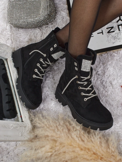 Bottines à lacets en éco-daim pour femmes Tessaro