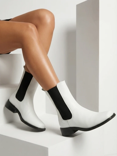 Bottines Astra Blanches en Cuir Élégantes pour Femmes pour l'Automne