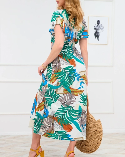 Robe longue pour femme blanche à motif floral coloré - Vêtements
