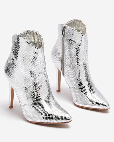 Bottes à talons aiguilles argentées avec gaufrage Meshlia - Chaussures