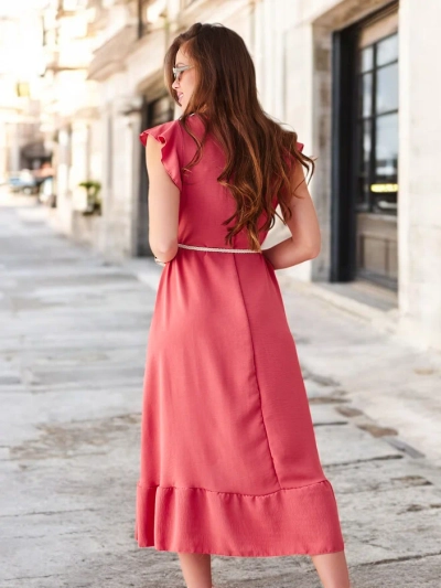 Robe midi pour femmes Royalfashion avec volants et manches courtes