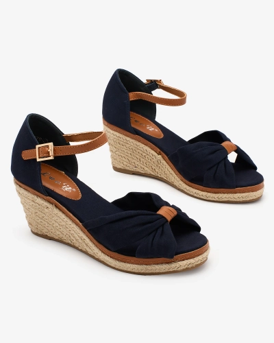 Royalfashion Sandales bleu marine à nœud pour femme Textile Tango