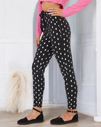 Tregging femme noir à pois argentés - Vêtements