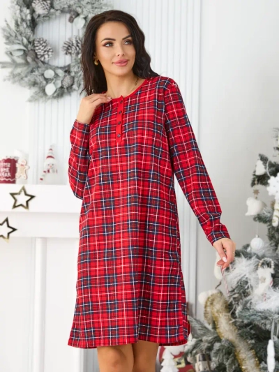 Royalfashion Chemise de nuit pour femmes à carreaux en coton