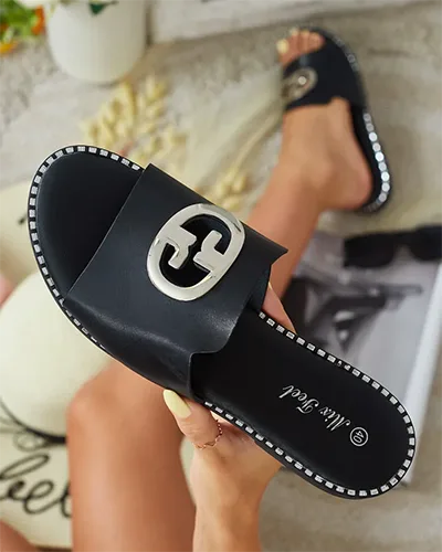 Royalfashion Tongs à semelle plate Fim pour femme