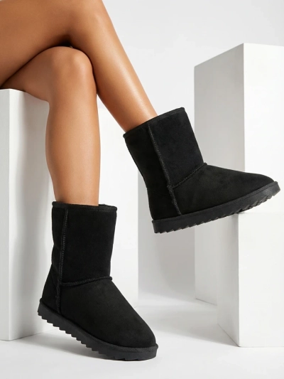 Royalfashion Noir bottes a'la bottes de neige pour femmes Leaner