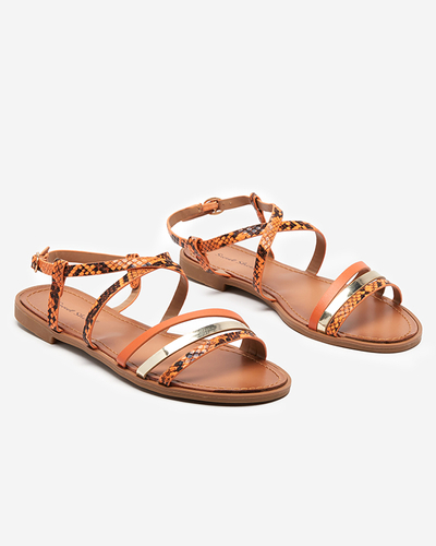 Orange sandales pour femmes à la peau de serpent Elione - Footwear