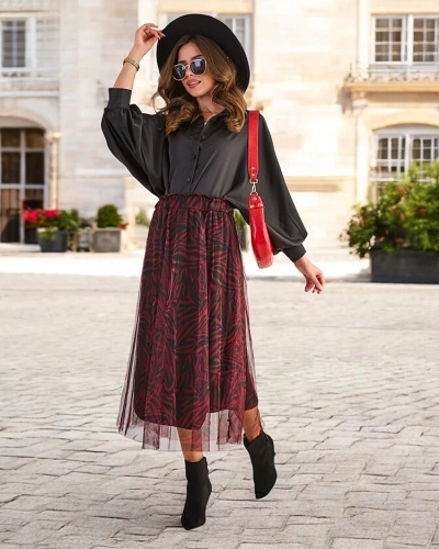 Jupe midi pour femmes à motif Royalfashion avec tulle
