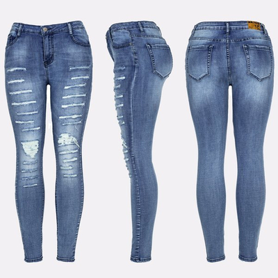 Jean denim bleu avec trous - Pantalon 1
