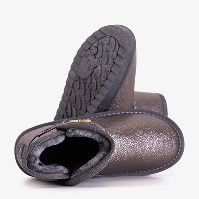 OUTLET Bottes de neige pour enfants gris foncé avec papillon Unabela - Footwear