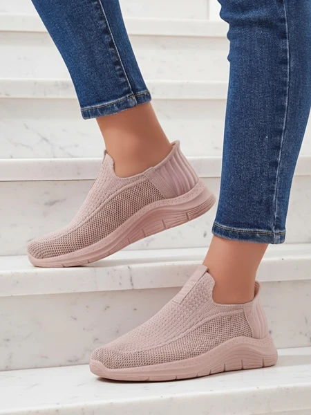 Baskets pour femmes Apollo Rosa - chaussures roses slip-on en tissu à semelle plate