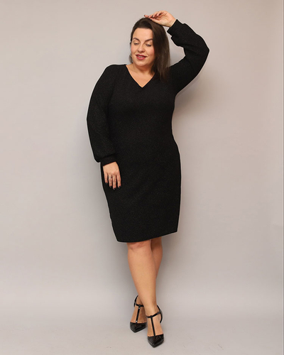 Royalfashion Robe pailletée pour femme avant le genou en noir PLUS SIZE