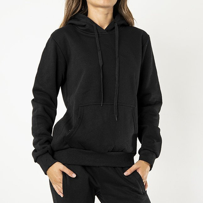 Sweat à capuche isolé noir pour femmes - Vêtements