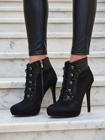 Bottines à talons pour femmes Royalfashion avec strass Efelolo