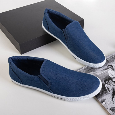 Sneakers homme bleu marine en denim slip on Orian - Chaussures