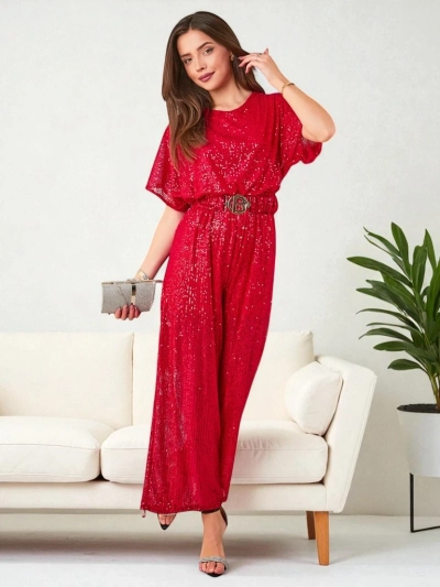 Royalfashion Combinaison longue pour femme avec sequins