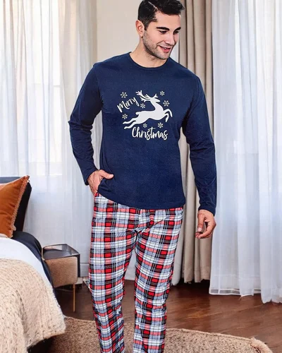 Pyjamas en coton pour homme Royalfashion avec un motif à carreaux