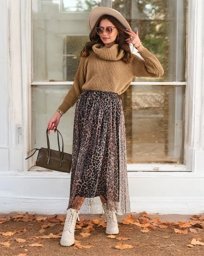 Jupe midi pour femmes à motif Royalfashion avec tulle