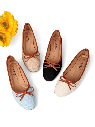 Royalfashion Ballerines pour femmes avec paillettes et un nœud Aramie