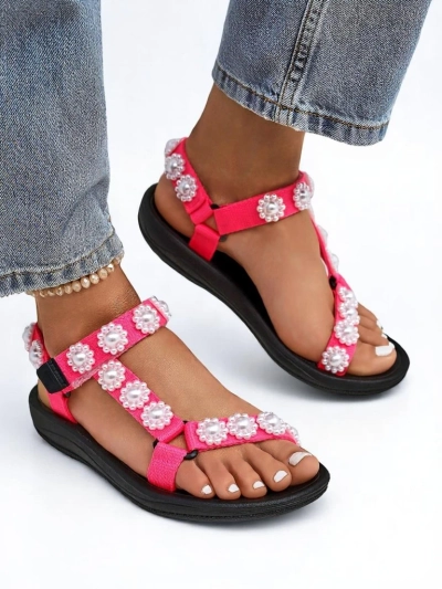 Sandales Livia Rosa – Sandales confortables pour femmes Royalfashion avec des jets de perles