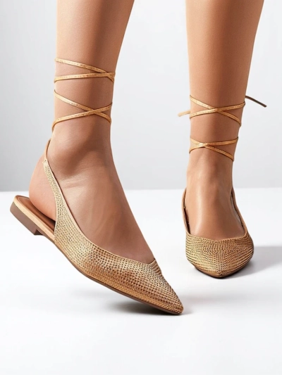 Royalfashion Ballerines pour femmes avec des rhinestones sans talon Daggas