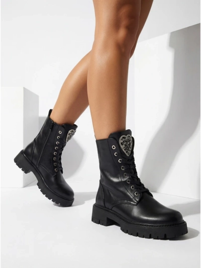 Bottines pour Femmes Luna Noires en Cuir Élégantes pour l'Automne