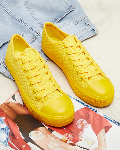 Baskets jaunes pour femmes avec gaufrage Aklina - Chaussures
