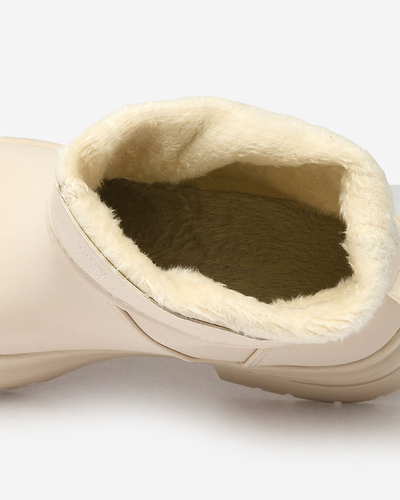 Royalfashion Bottes femme beige mat avec semelle plus épaisse Holeopi