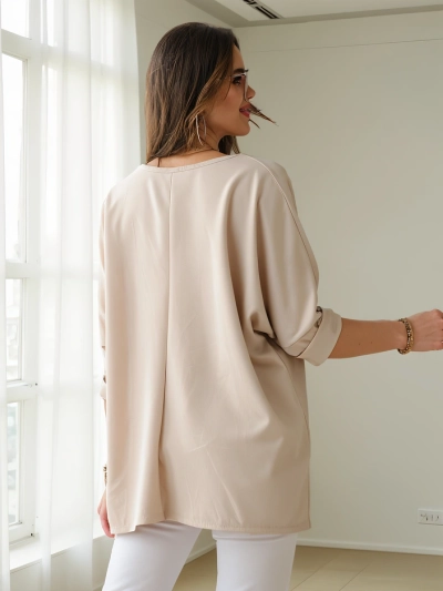 Blouse en viscose Royalfashion pour femmes avec inscription en strass