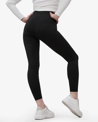 Leggings femme avec large bande élastique à la taille en noir - Vêtements