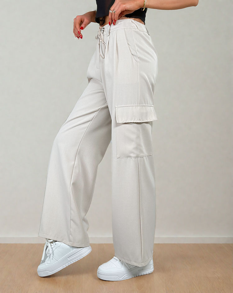 Royalfashion Pantalon large pour femme avec poches