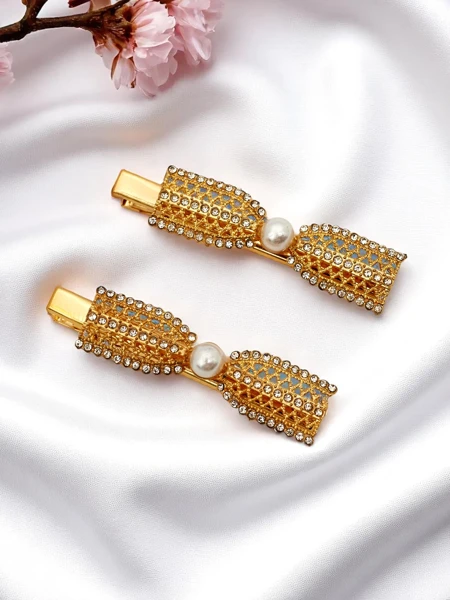 Royalfashion Barrette avec strass en forme de nœud Bow Sparkle