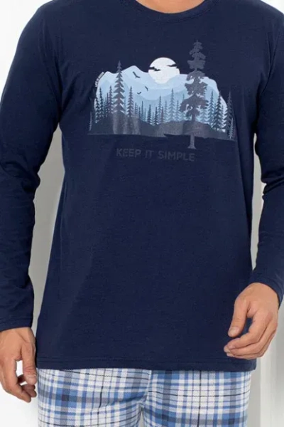 Pyjamas en coton à carreaux pour hommes Royalfashion