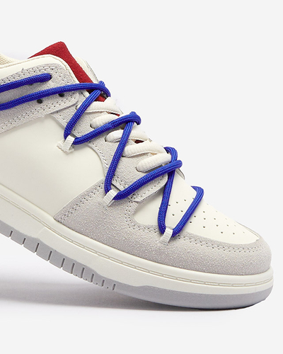 Baskets de sport pour femmes blanc-gris avec lacets bleu marine Olierinc - Chaussures