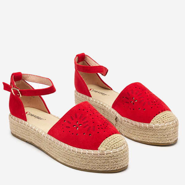 OUTLET Sandales rouges ajourées pour femmes a'la espadrilles Tiseria - Footwear