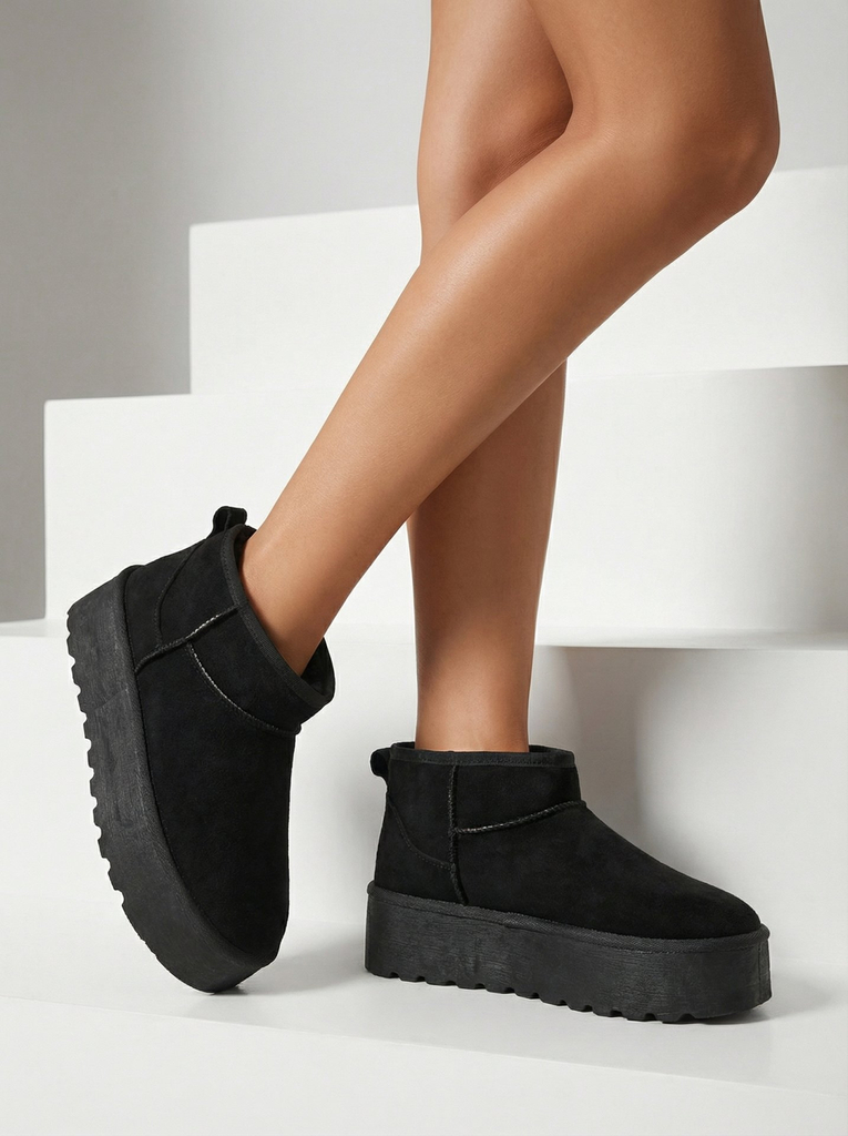 Royalfashion Bottes de neige a'la à plateforme pour femme en noir Dagodo