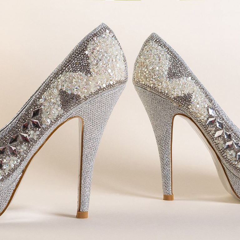 Escarpins argentés brillants sur talon aiguille Diann - Chaussures