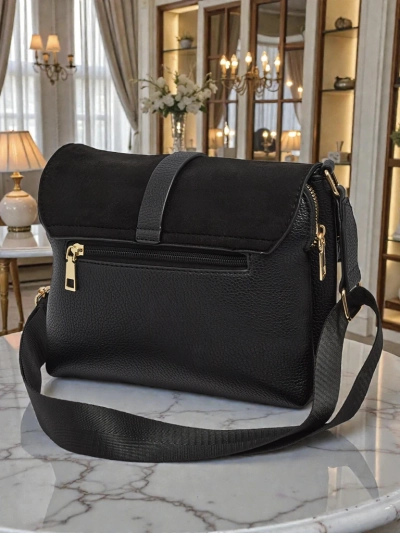 Sac à Main Femme Luna Noir et Daim Élégant pour Tous les Jours