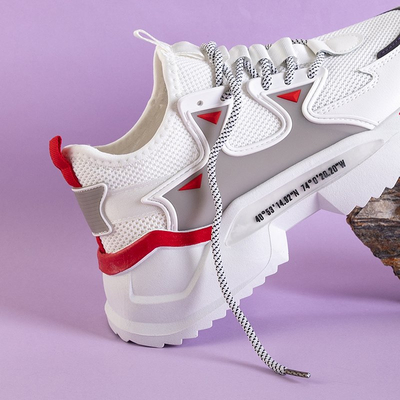 Baskets homme blanches avec éléments Gain rouges - Chaussures