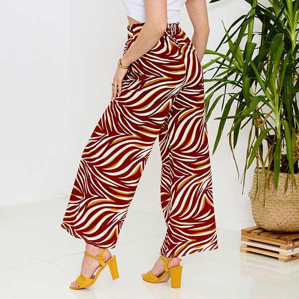Pantalon palazzo à motifs pour femmes en rouge- Vêtements