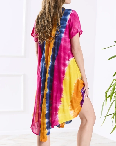 Couvre-lit robe de plage femme orange et bleu marine avec patchs - Vêtements