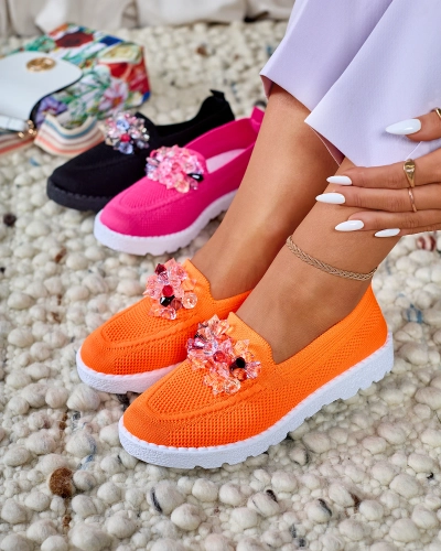 Royalfashion Demi-pointes à enfiler pour femmes Orange Enweta