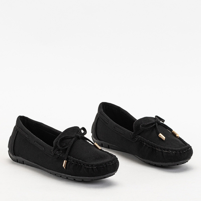 OUTLET Mocassins femme en éco-daim noir Tuleopa - Souliers